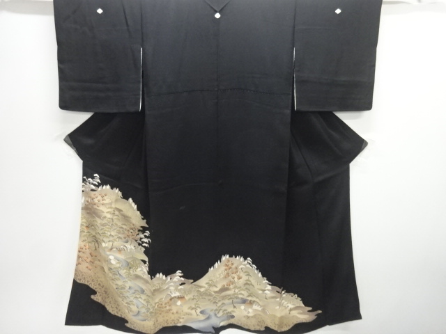 JAPANESE KIMONO / TOMESODE / STREAM WITH PINE & SAKURA